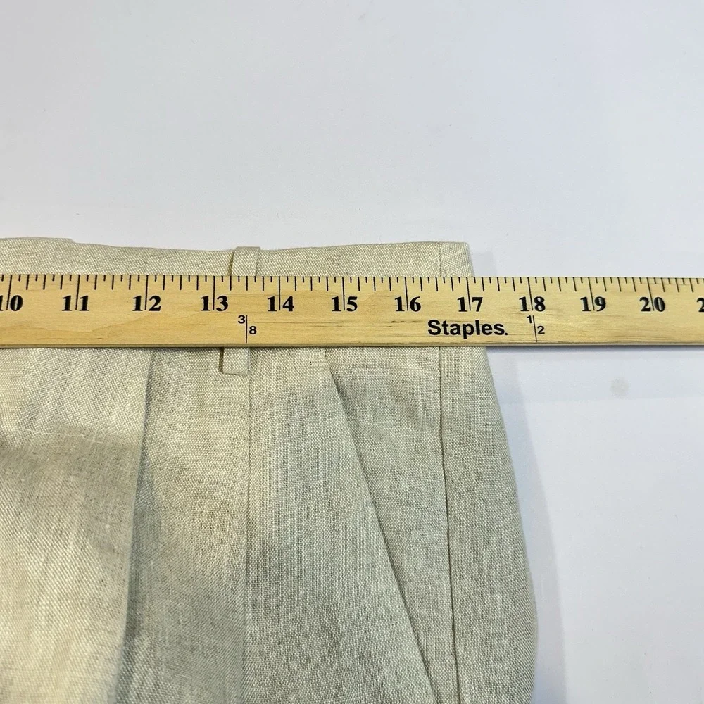 Banana Republic 100% Linen Pleated Wide Leg Pants Women's Natural Beige 12 Long